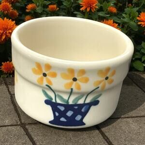 Bath & Body Works at Home Candle Holder Flowers Daisy Yellow Blue 4.25" Decor